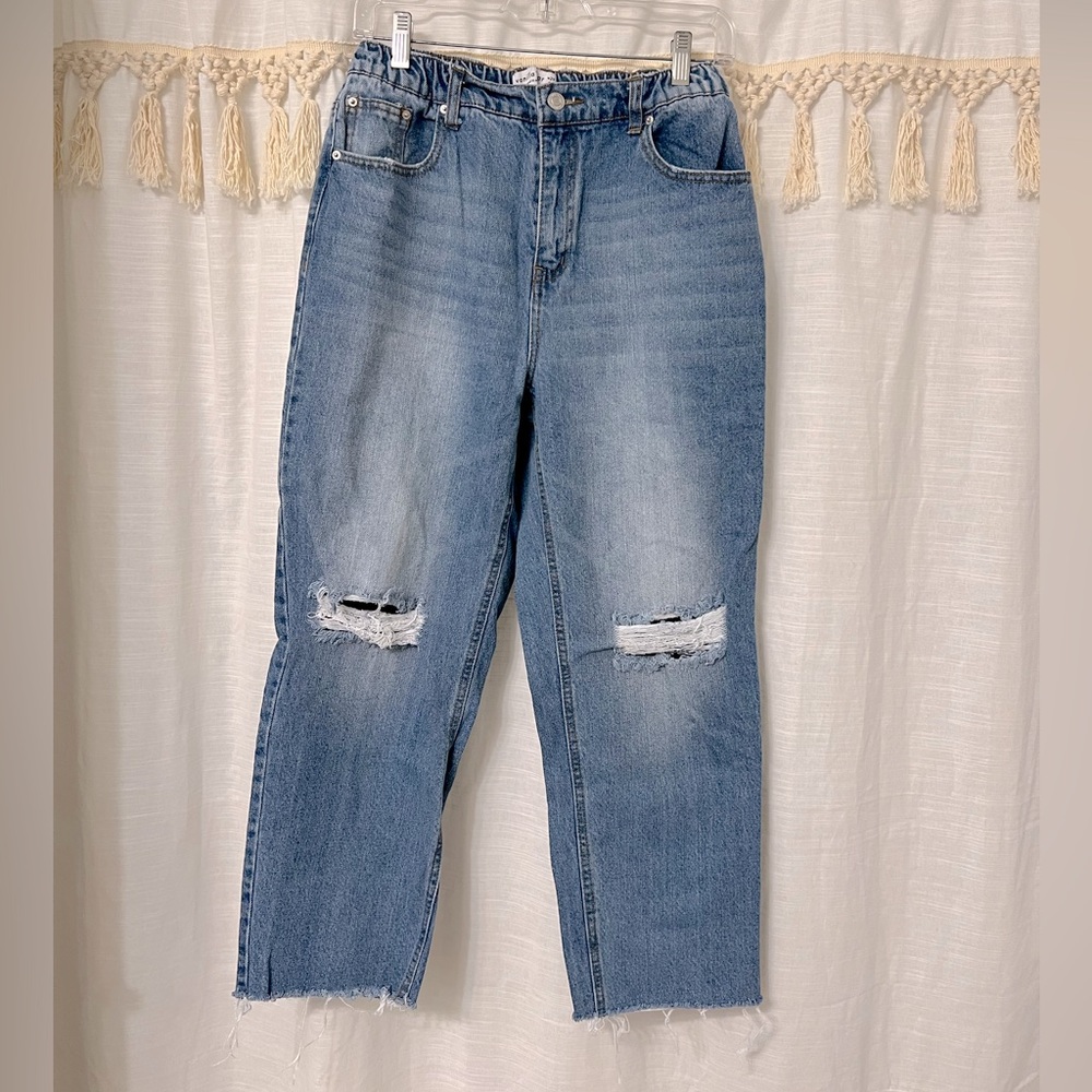 Vanilla Star elastic paper bag waist distressed boyfriend jeans size 28